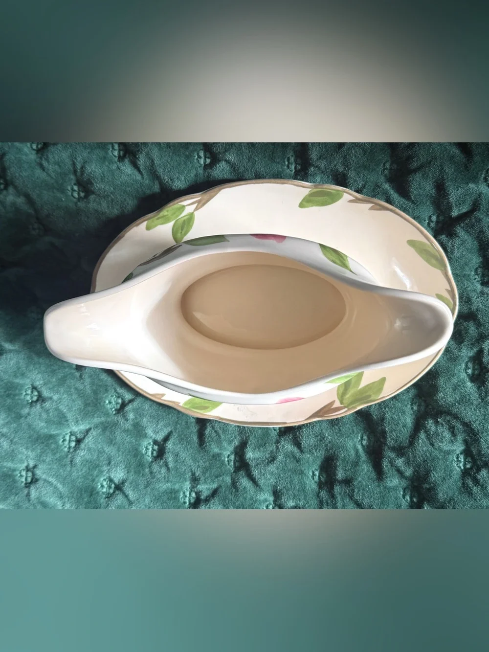 Desert Rose Franciscan Gravy Boat with attached platter